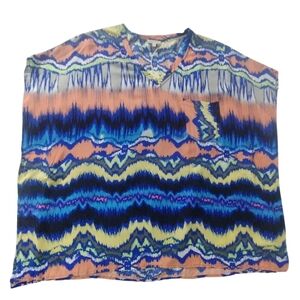 Jodifl Women's‎ Abstract Artsy Boxy Spring Beach Boho Top size L Resort Vacation